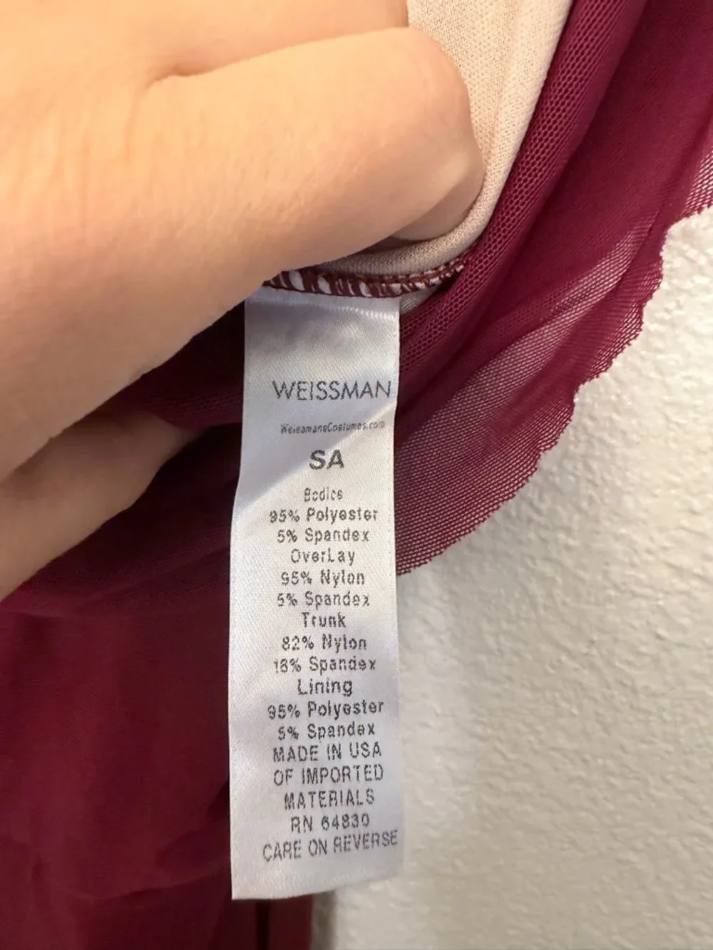 WEISSMAN Dance Costume burgundy leotard maxi drape dress 12083 SA-Small adult